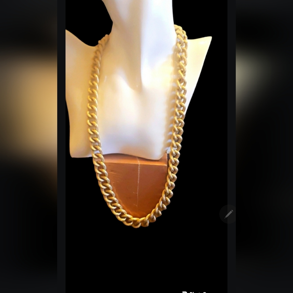 Cuban link gold tone necklace